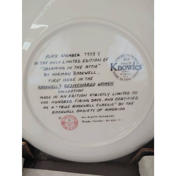 Norman Rockwell "Dreaming In The Attic" #7938Y Bradford Collectible Plate - Picture 7 of 7